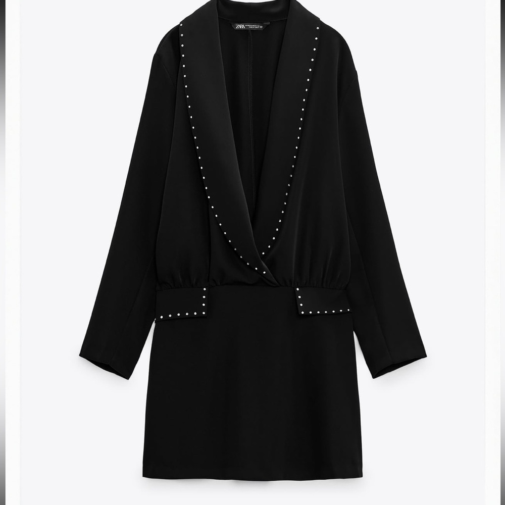 Brand New Zara Shiny Black Blazer Dress
